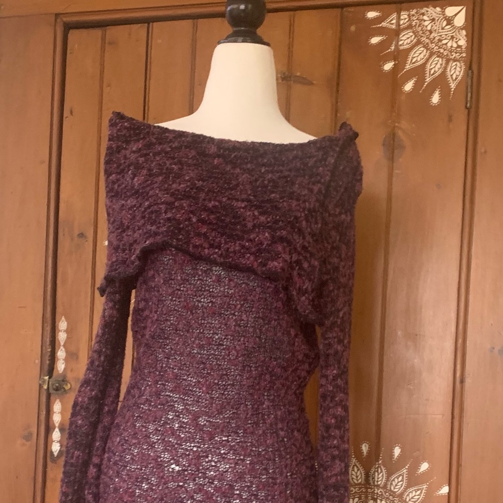 Purple & black airy sweater from Touch Toronto.